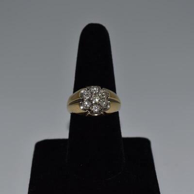 Mens 14K Gold Diamond Ring