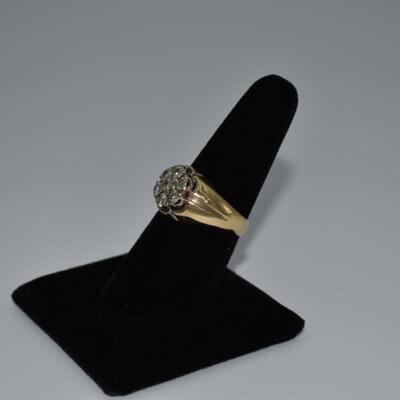 Mens 14K Gold Diamond Ring