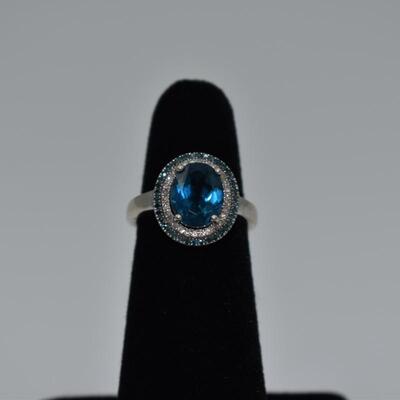 Oval London Blue Topaz/Diamond Ring