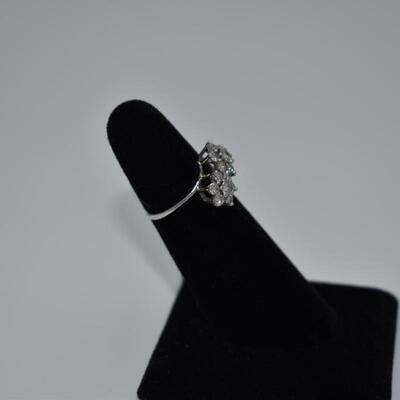 14kt White gold Double Cluster Ring