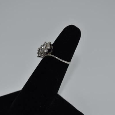 14kt White gold Double Cluster Ring