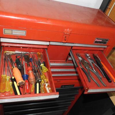 Combination Craftsman and Husky Rolling Tool Chest with Tools