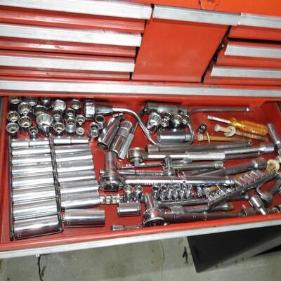 Combination Craftsman and Husky Rolling Tool Chest with Tools