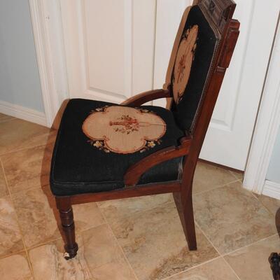 Antique Needlepoint Victorian Chair