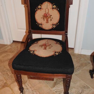 Antique Needlepoint Victorian Chair