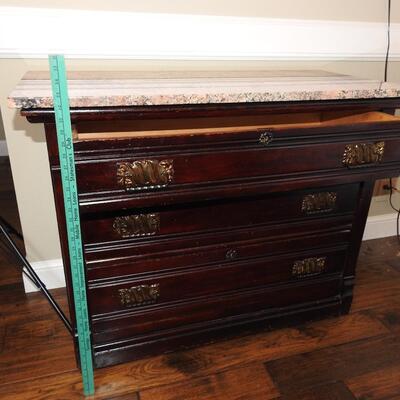 Victorian Marble Topped 3 Draw Chest