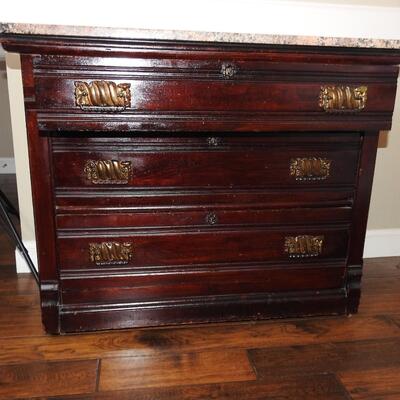 Victorian Marble Topped 3 Draw Chest