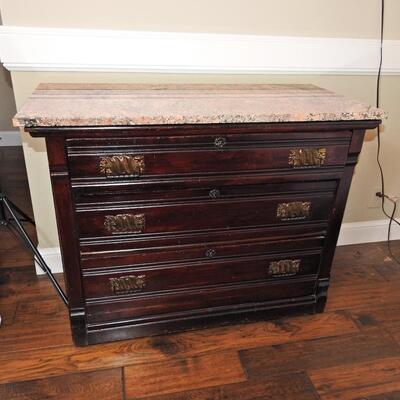 Victorian Marble Topped 3 Draw Chest