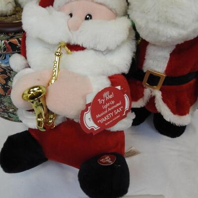 6 pc Christmas: 100 Ornaments, Stuffed Santa Clauses, 'The Santas' Figure
