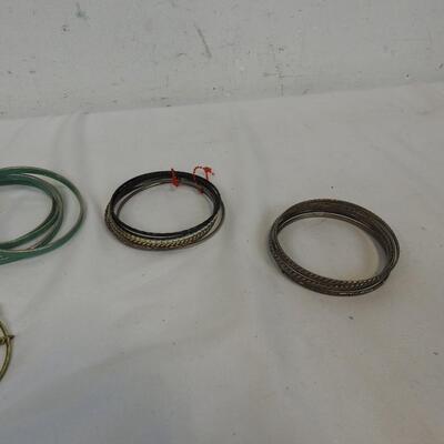 22 pc Jewelry, Mostly Bracelets: Turquoise, Rhinestone, Gold, Necklace, etc