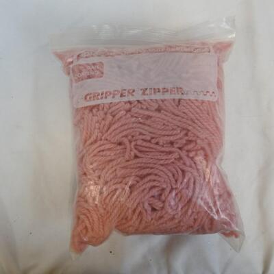 Crafts Lot: 6 Rolls of Gold Mesh, Bag of Pink Yarn