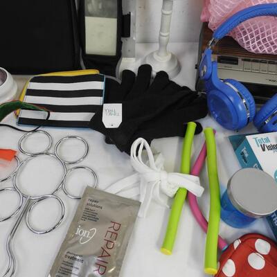 27 pc Personal Care Lot: Anti-Snore Strap, Gloves, Alarm Clock, Snowman Tie