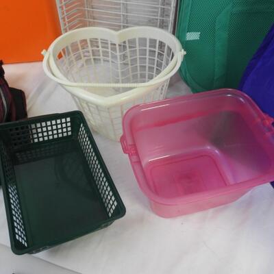 12 pc Home Organization, 3 Foldable Laundry Baskets, Garment Bag