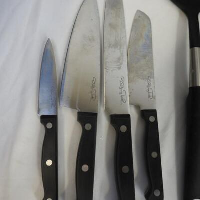 20+ Kitchen Lot: Magna Lite Metal Pot, Utensils, Knives, Measuring Cups