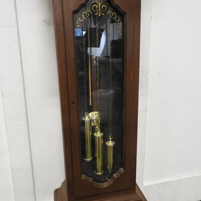 Tempus Fugit Wooden Grandfather Clock, Electric, Works Completely