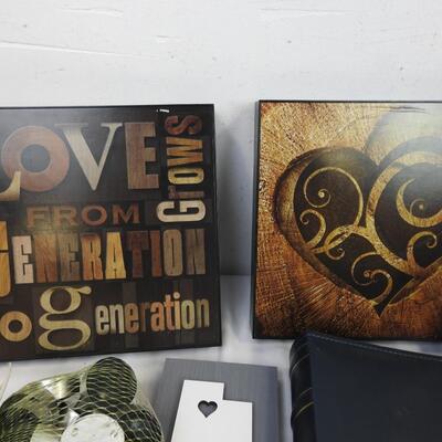 15 pc Home Decor: Wall Signs, Candles, Votives, Photo Albums