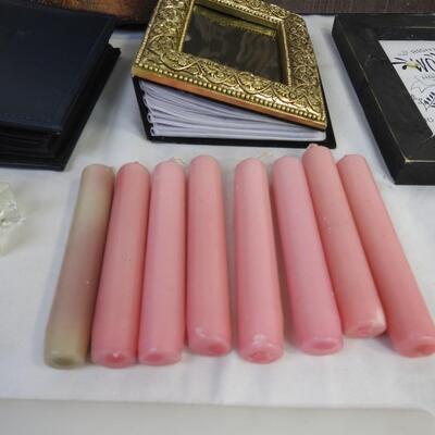 15 pc Home Decor: Wall Signs, Candles, Votives, Photo Albums