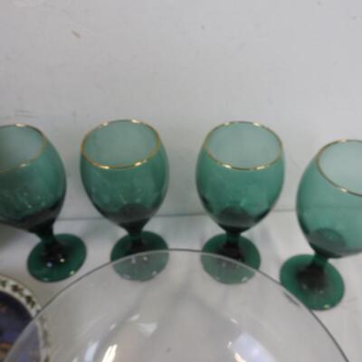 16 pc Christmas: 13" Tree Platter, Crystal Plates, Decorative Plates