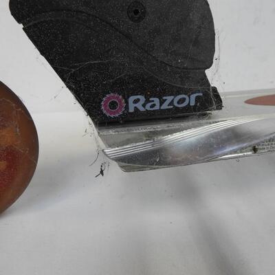 2 Razor Kick Scooters, Red, Light Up Wheels, Some Damage