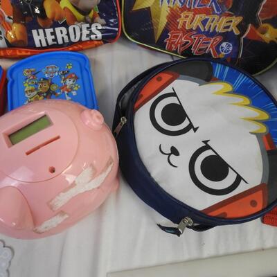 8 pc Kids: Paw Patrol Backpack, Ballarina Sleeping Bag, 3 Lunch Boxes