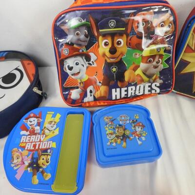 8 pc Kids: Paw Patrol Backpack, Ballarina Sleeping Bag, 3 Lunch Boxes