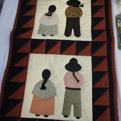 11 pc Home Decor: Wooden Figures, Signs, Prayer hands, Fabric Curtain