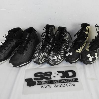 3 Pairs of Athletic Shoes, Tennis Shoes, 8.5M, 2 Pairs of Cleats, 7M