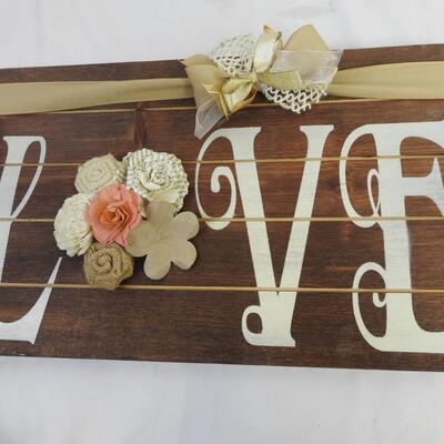 Love Wood Sign with Paper Flowers, Big Flower Frame with Wood Border Frame