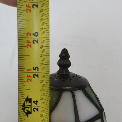 Metal Floral Lamp, Stained Glass Lamp Shade, 25 Inches Tall, Works