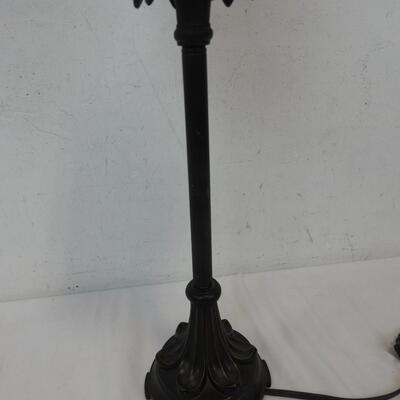Metal Floral Lamp, Stained Glass Lamp Shade, 25 Inches Tall, Works