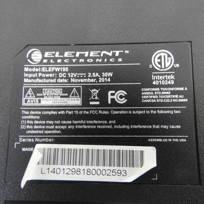 18 Inch Element Television Set, TV Remote, USB, VGA and HDMI Inputs, Works