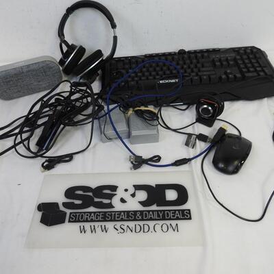 Computer Accessories: Mouse, Headset with Mic, Bluetooth Speaker, Keyboard