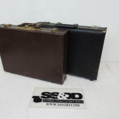 Two Leather Briefcases, Brown and Black (One Locked)