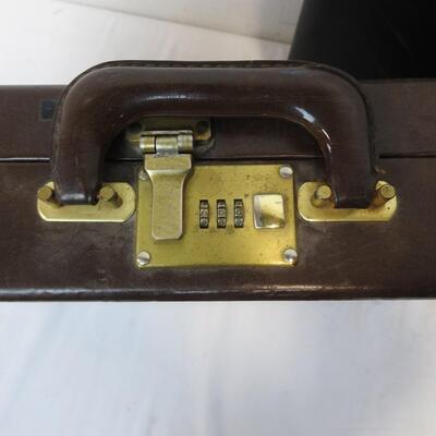 Two Leather Briefcases, Brown and Black (One Locked)