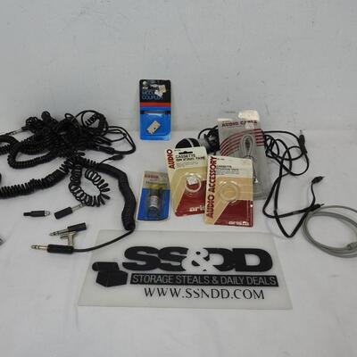 Audio Equipment: Microphones, Cassette Splicing Tape, Many Extension Chords
