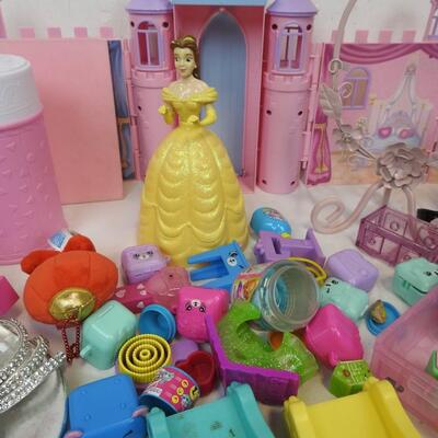 Toy Lot: Princess Castle Background, Shopkins, Kids Size 13 Heels, Black Purse
