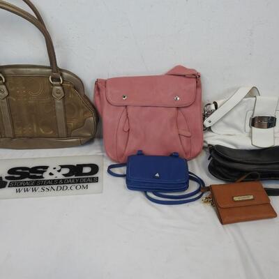 6 Leather Purses, Brown, Pink, White, Blue, Black: Liz Claiborne