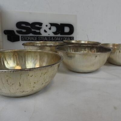 Dickensville Collectables Porcelain Lighted House, Library and 5 Gold Tin Bowls
