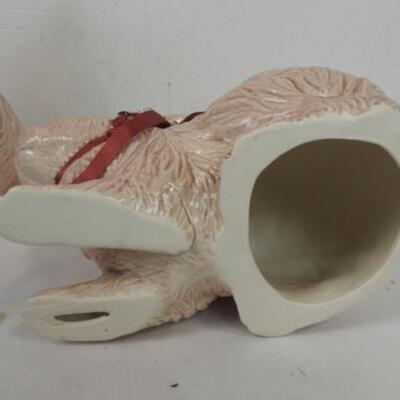 3 Ceramic Pink Bunnies Statues