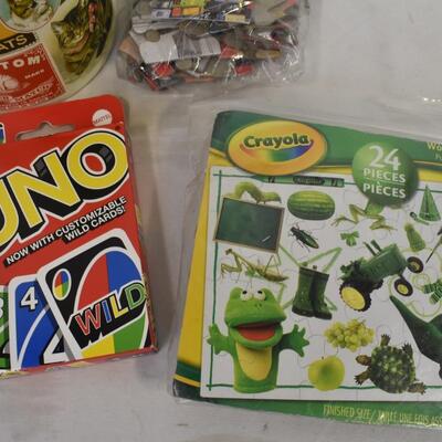 10 pc Puzzles & Games, Vintage Puzzle, Uno, Crazy 8s, Aqua Sand