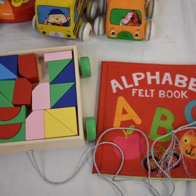 Toddler Toy Lot: Blocks, Soft Cars, Baby Animals, Rubber Football