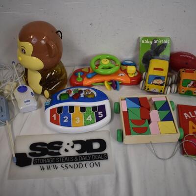 Toddler Toy Lot: Blocks, Soft Cars, Baby Animals, Rubber Football