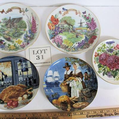 Lot of Collectible Plates, Gardens and Thanksgiving Theme
