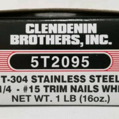 3 Clendenin Brothers Stainless Steel Trim Nails - White - 1lb. Box