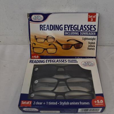 5 Pairs of North American Health Wellness Reading EyeGlasses 2 Sunreaders - New
