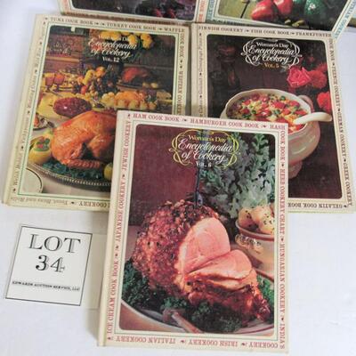 Lot of 5 Women's Day Cookbooks, Encyclopedia of Cookery, 1966