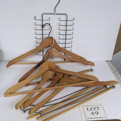 Nice Lot of Heavy Duty Vintage Wood Hangers and 1 Tie Hanger