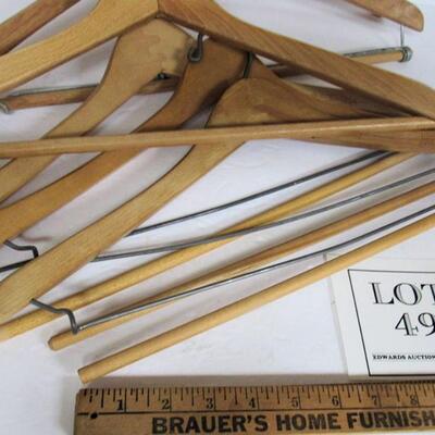Nice Lot of Heavy Duty Vintage Wood Hangers and 1 Tie Hanger
