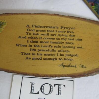 Vintage Rustic Decor and Window Hanger, Fisherman's Prayer, Pine Box, Cigarette Box