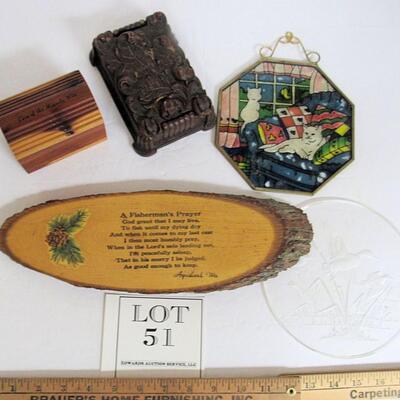 Vintage Rustic Decor and Window Hanger, Fisherman's Prayer, Pine Box, Cigarette Box